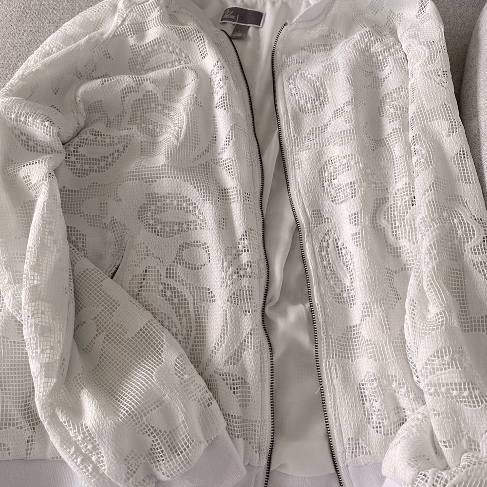 Lace zip jacket with pockets